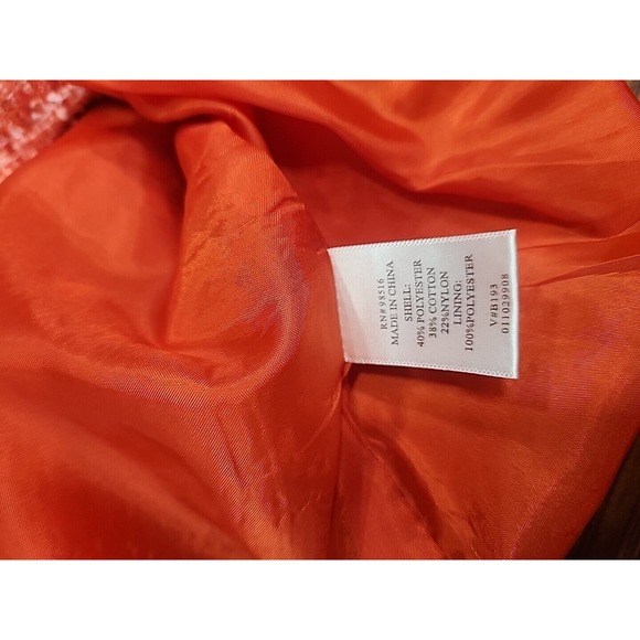 Coldwater Creek Women s Orange Tweed Textured Blazer‎ Jacket size 8 - Picture 7 of 9